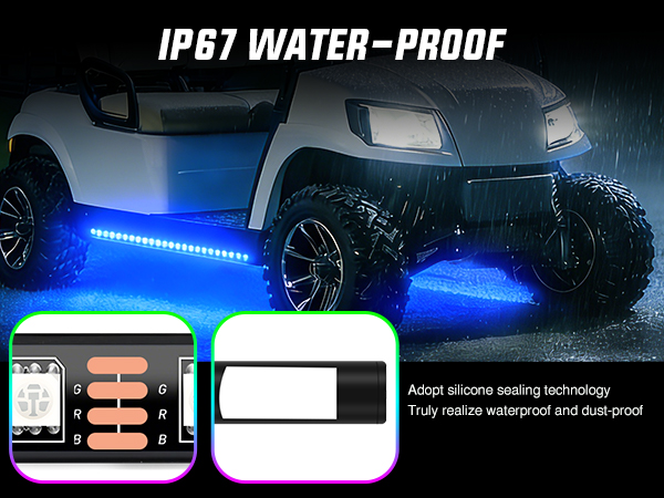 2PCS Golf Cart Underbody Lights Kit RGB Multi-Mode LED Neon Accent Lighting Lamp