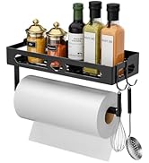 Paper Towel Holder with Shelf for Bathroom, Kitchen Paper Holder Spice Rack Paper Towel Roll Hold...