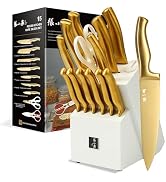 ZHANG XIAO QUAN SINCE 1628 15Pcs Knife Sets with Block, Stainless Steel kitchen knife set with Bu...