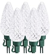 Brizled C9 Christmas Lights Cool White 16FT 25 LED Faceted Outdoor Christmas Lights Connectable X...