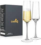 CnSneg Crystal Champagne Flutes Glass Set of 2, Hand Blown Champagne Glasses 7OZ, Mimosa Glasses ...