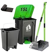 MXF Pooper Scooper Set - 28" Dog Pooper Scooper & Long Handle Stainless Metal Tray&Rake, 15 Litre...