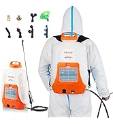 VEVOR Battery Powered Backpack Sprayer, 0-90 PSI Adjustable Pressure, 4 Gallon Tank, Back Pack Sp...