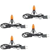 4 Pack Accessory Cord with One LED Orange Light Bulb, 6Ft Black Cord Halloween Night Lights with ...