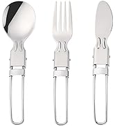 DZRZVD Camp Flatware Sets - Stainless Steel Spoon Fork Knife & Nylon Storage Bag - Foldable + Loc...