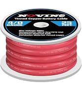 4/0 Gauge Marine Battery Cable,600V 4/0 AWG 25ft Tinned Copper Battery Cable for Boat Wiring Mari...