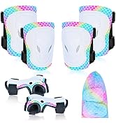 Knee Pads for Kids Elbow Pads Wrist Guards with Drawstring Mesh Bag, 7 in 1 Protective Gear Set f...