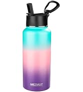 MEZMUT Insulated Water Bottle with Straw 32 oz Metal Water Bottle Leakproof Travel Stainless Stee...