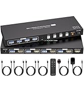 ATLAHET HDMI2.1 KVM Switch 4 Computers 1 Monitor 8K@60Hz 4K@120Hz 4 Port KVM Switches For 4 PCs S...