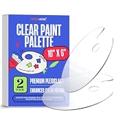 Performore 2 Pack Clear Acrylic Painting Palettes, French Style Oval Non-Stick Plexiglass Pigment...