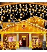 65 FT 640 LED Christmas Lights Outdoor Decorations Clear Wire String Lights Plug in 120 Drops 8 M...