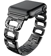 Strap Compatible with Apple Watch 41mm Band - Metal Stainless Steel with Crystal Diamond Shiny Rh...