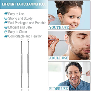 Stainless Steel Ear Spoon Portable Double-Ended Ear Pick Earwax Cleaning Tools