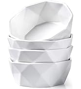 Delling 22 Oz Geometric Cereal Bowls, White Soup Bowls Dessert/Snack Bowls Set for Rice Pasta Sal...