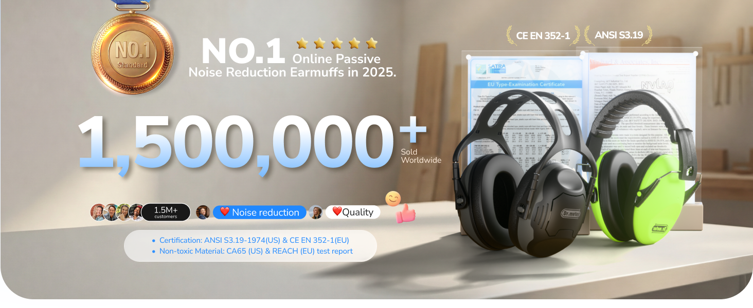 Noise Reduction Ear Muffs, Ear Protection Noise Cancelling Headphones Hearing Protection Earmuffs