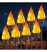Toodour Solar Halloween Lights Outdoor, 8 Pack Solar Torch Light Waterproof | With Flickering Fla...