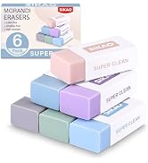 Morandi Erasers, 6 Pack Aesthetic Block Pencil Erasers – Soft Neutral Colors, Smudge-Free Latex-F...