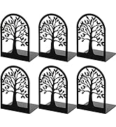 Happyhapi Bookends Metal Book Ends to Hold Books, Tree Decorative Bookends for Shelves, Black Boo...