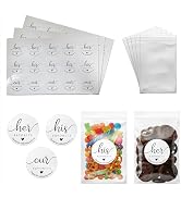 Tsunerrorami 150 Stickers & 100 Bags Wedding Favor Set – His and Her Favorite Candy Bags with Sti...