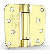 goldenwarm 2pack Polished Brass Door Hinges 4 Inch Self Closing Spring Door Hinge with 5/8" Radiu...