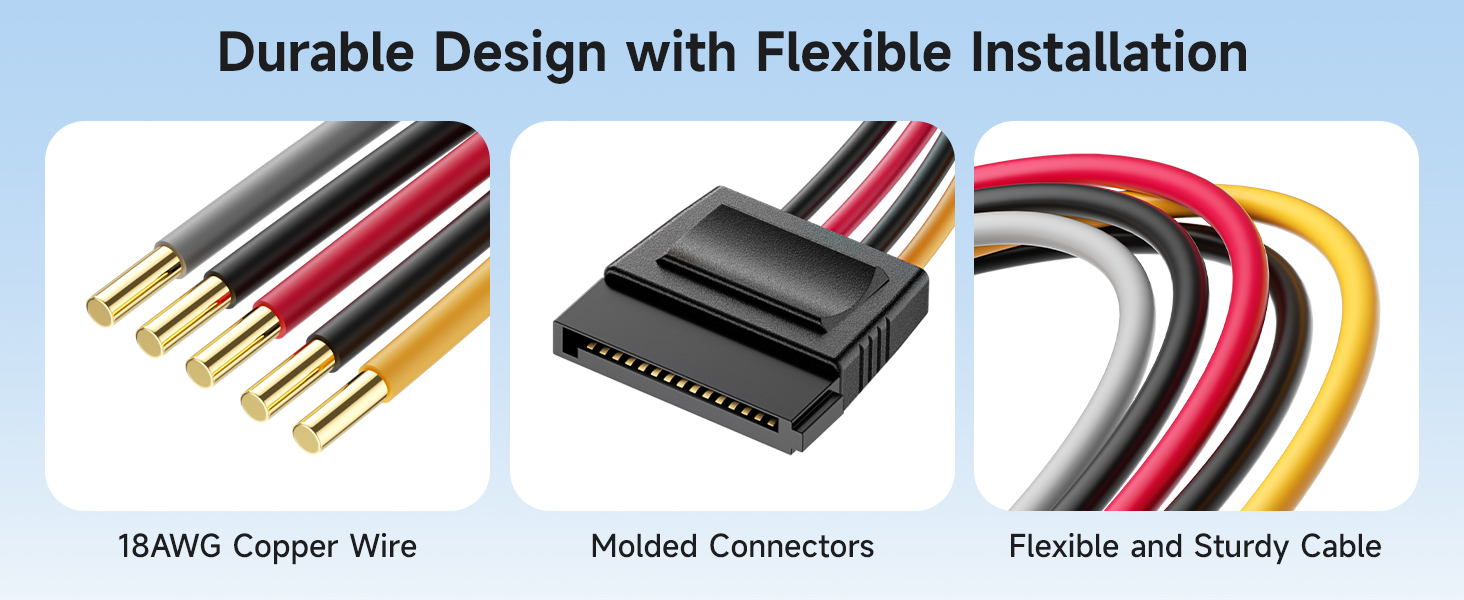 15 Pin SATA Power Extension Cable