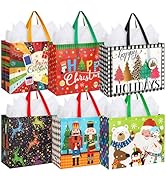 HOIIOH 12 Pack Christmas Extra Large Gift Bags with Handles, 16.5"x13"x6.3", Reusable Non-Woven T...