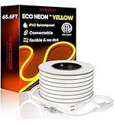 Shine Decor LED Neon Rope Lights Golden Yellow 65.6FT/20M, ETL-Listed Flexible Neon LED Strip Lig...