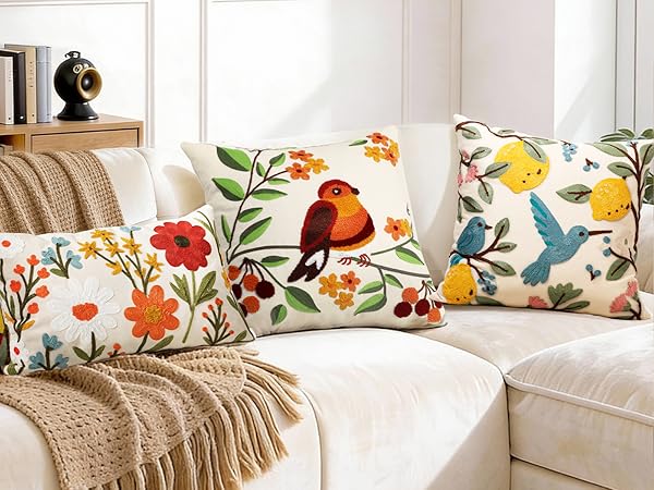 Embroidered Throw Pillow Covers