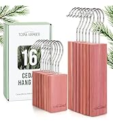 TOPIA HANGER Cedar Blocks for Clothes Storage, 16 Pack Hang Ups, 100% Natural North America Red C...