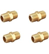 T TANYA HARDWARE Brass Hex Nipple 1/4 Inch NPT x 1/4 Inch NPT Male Pipe Adapter (4 Piece)