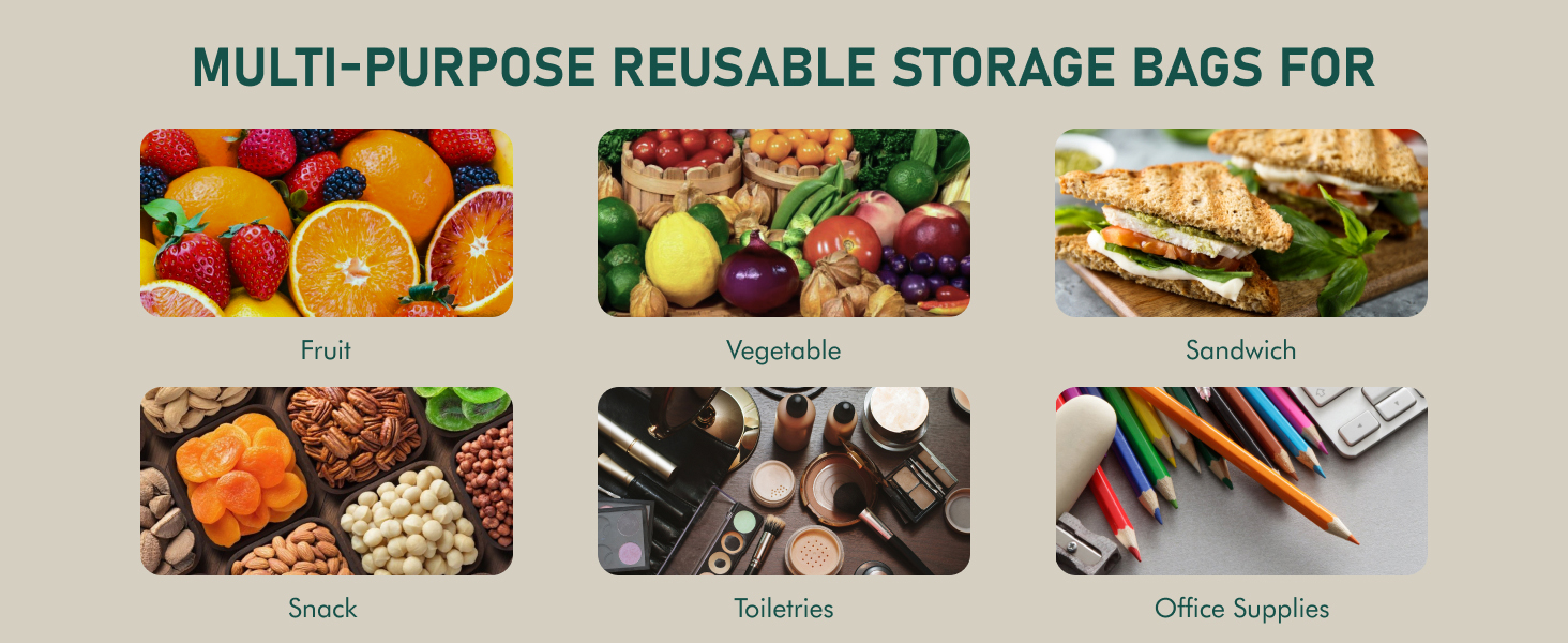 REUSABLE ZIPPER BAGS FOR FOOD STORAGE