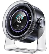 Coolhill Small Desk Fan, Rechargeable Wall Mountable, Black | 100 speeds, 30dB quiet, LED display...