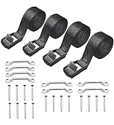 Ruibapa 1" x 4ft Battery Tie Down Strap kit with Stainless Steel Cam Buckle, Stainless Steel Brac...