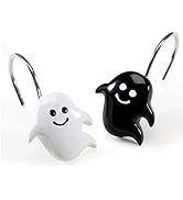 CHICTIE Halloween Shower Curtain Hooks, Black White Nightmare Decorative Shower Rings for Bathroo...