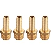 T TANYA HARDWARE 3/8 Inch NPT to 3/8 Inch Barb, Hose Barb Adapter, Air Hose Fittings Brass Pipe F...