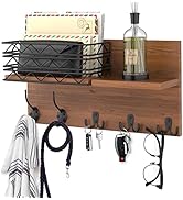 Key Holder for Wall, Mail Organizer Wall Mount Includes Mail Holder Coat Hooks and 2 Double Wall ...