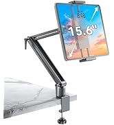 Jakeko Adjustable Tablet Mount for Desk - 360 Degree Rotating Base Tall Arm Holder Stand Swivel F...