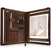 Jack&Chris Leather Portfolio with Zipper for Men Women, Leather Padfolio Organizer Business Resum...