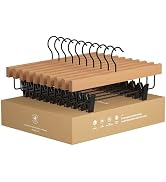 StorageWorks Pants Hangers with Clips, Wooden Clothes Hanger for Skirts, Jeans, Shorts, 10 Pack