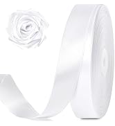 Jutieuo 100 Yards 1 Inch White Satin Ribbon, Solid Craft Fabric Ribbon for Christmas Gift Wrappin...