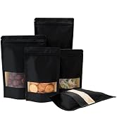 Roppolo 100 Pcs 4 x 6 Inch Stand Up Black Kraft Paper Bags with Matte Window, Resealable Zip Lock...