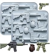 Pistol Shaped Chocolate Molds 2 Pack, 8-Cavity Nonstick Hand Grenade Gun Design, for Ice Cube Jel...