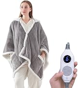 Westinghouse Wearable Heated Throw Blanket, Electric Heated Wrap Poncho Shawl with Pockets, 6 Hea...