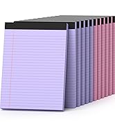 Purple Legal Pads 8.5 x 11, Pink Note Pads 8.5 x 11, Purple Notepads 8.5 x 11, Wide Ruled Lined P...