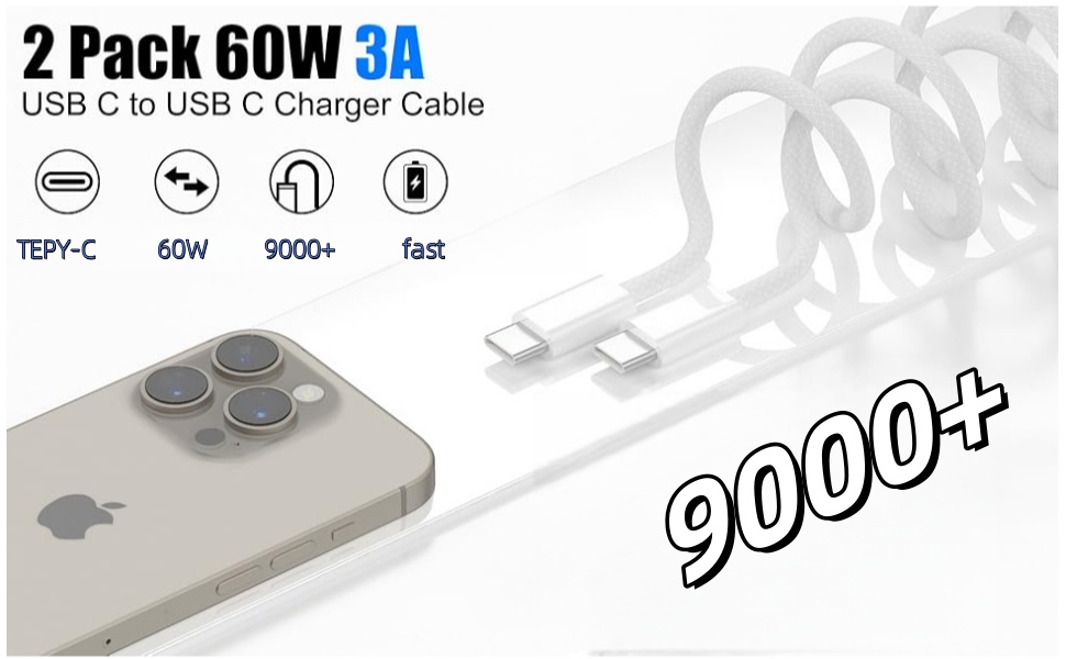 USB C to USB C Cable(2 Pack)