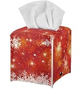 doginthehole Christmas Decorations Tissue Holders Red Silvery Snowflake Tissue Box Cover Square P...