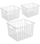 iPEGTOP Deep Refrigerator Freezer Baskets, Large Household Wire Storage Basket Bins Organizer wit...
