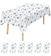 JHDZDHY 6 Pack Christmas Snowflake Tablecloth Disposable Christmas Plastic Tablecloth Table Cover...