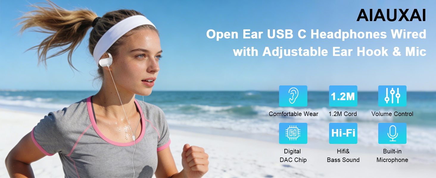 USB C Earbuds Open Ear Headphones