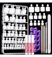 Teenitor White Press on Toenails for Women with Nail Glue, 120pcs White Toe Nail Press ons Acryli...